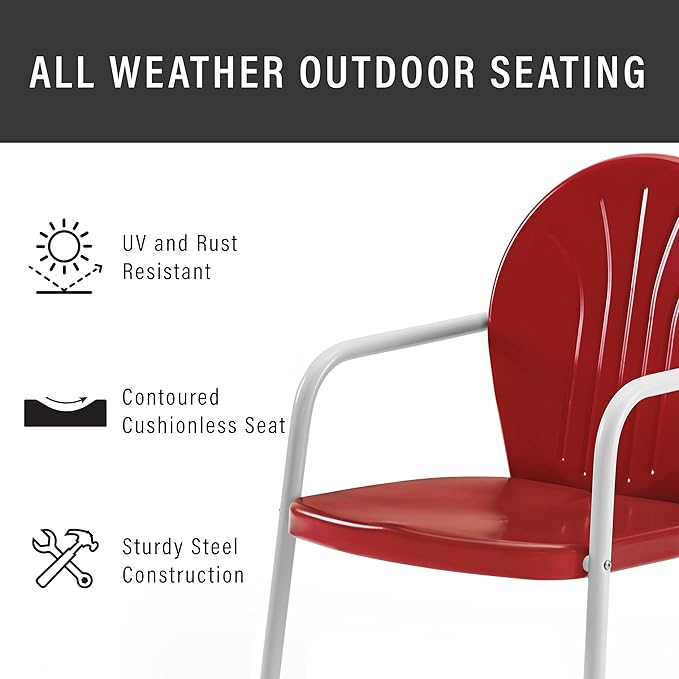 Crosley Furniture Griffith Outdoor Chair, Retro Metal Patio Chairs