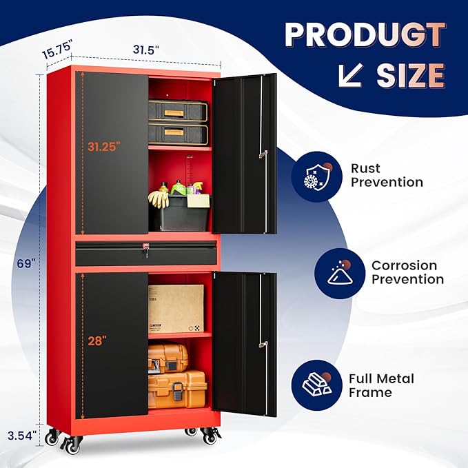 Yizosh Metal Garage Storage Cabinet