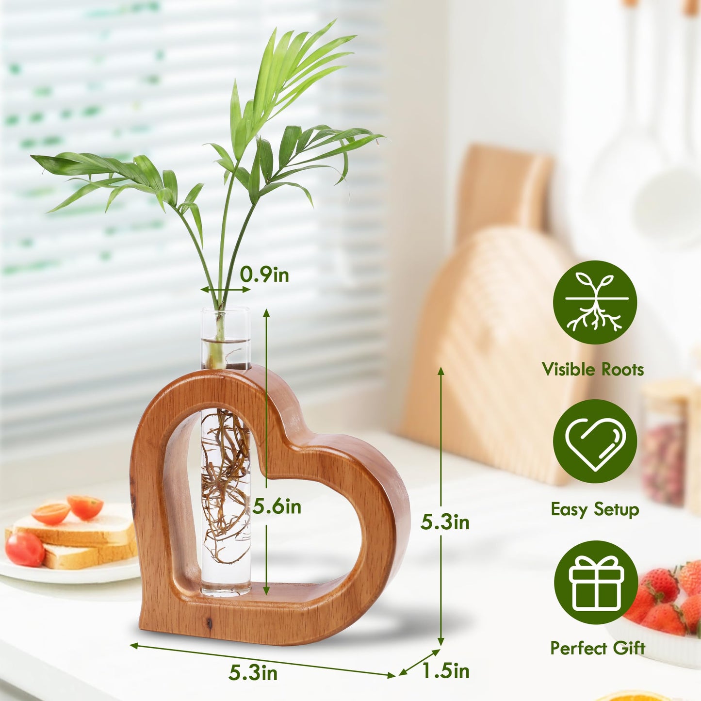Chonsun Plant Propagation Stations Plant Terrariums Wall Hanging Planters Plants Stand Indoor with Glass Test Tube Planter Wall Decor Gifts for Women Mom