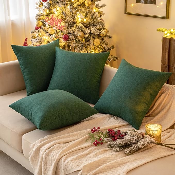 MIULEE Pack of 2 Decorative Outdoor Solid Waterproof Throw Pillow Covers Faux