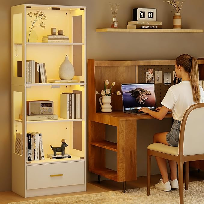 Lamtor 67-inch Glass Display Cabinet – Curio Cabinet
