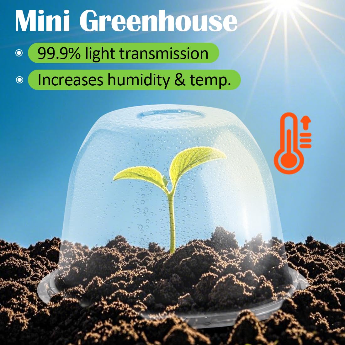 10" D × 6.7" H Plant Protectors from Animals, Garden Cloches for Seedlings Nursery Pots, Durable Humidity Domes with Ventilation Holes, Clear Plant Covers, Mini Greenhouse for Plants 5-Pack