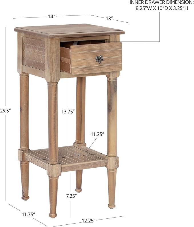 Linon Styers Wood Accent Starfish Coastal Side Table in Natural