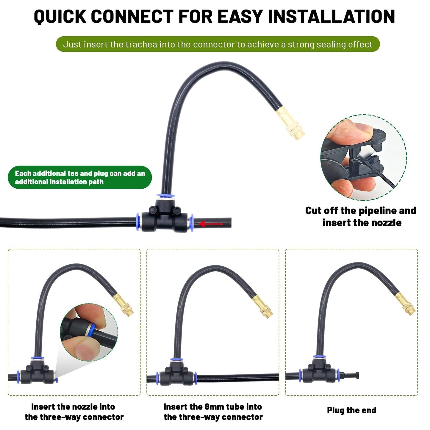 Thiswing 360° Adjustable Drip Irrigation System - 30 FT Garden Watering System with 10 Nozzles, Raised Bed Sprinkler Irrigation System, Garden Mister for Yard, Lawn, Plants, 5/16" Tubing