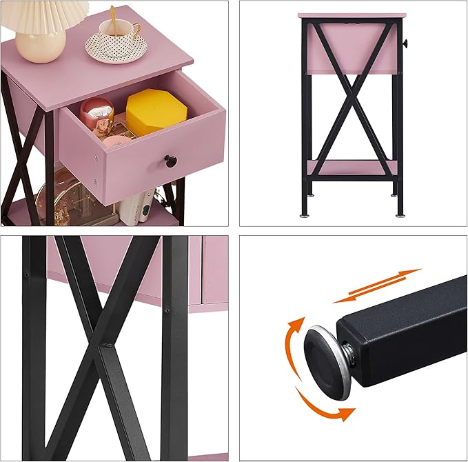 VECELO Nightstands Set of 2, Modern Bedside End Tables, Night Stands