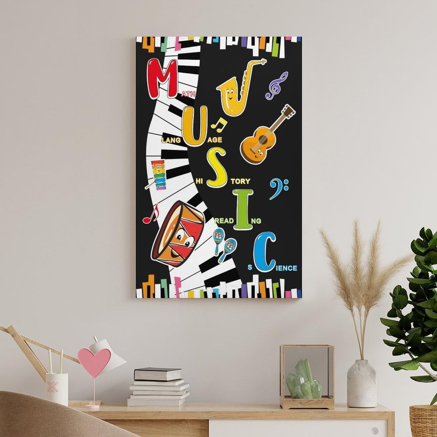 LINWDSB Music Themed Poster Musical Notes Wall Art Colorful Music Poster for Kids Students Classroom School Chalkboard Nursery Wall Back to School Supplies Unframe style 16x24inch(40x60cm)