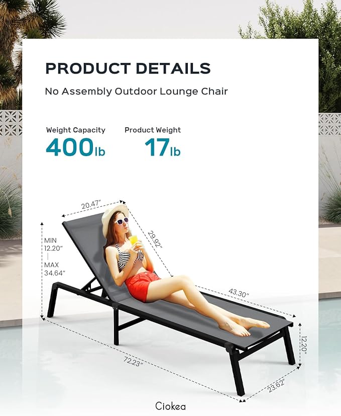 Aluminum Chaise Lounge Ourdoor