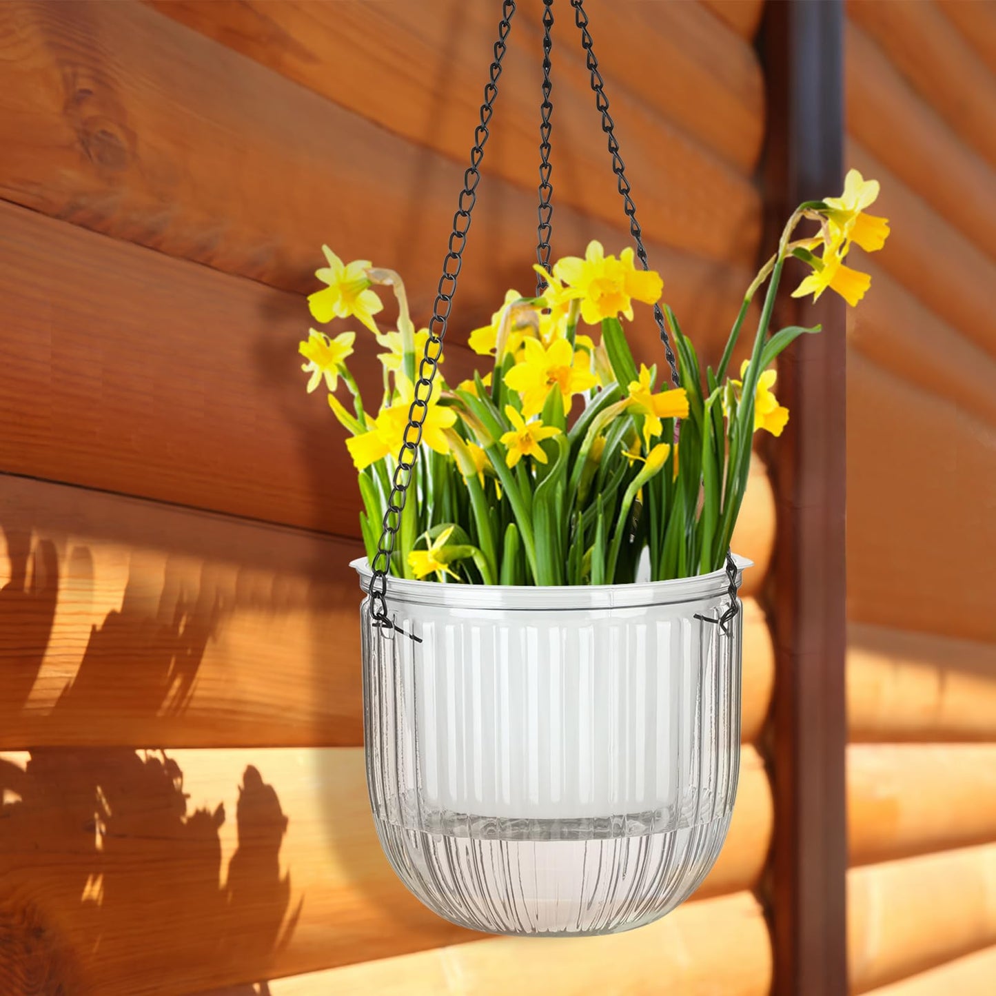 Maxcheck 4 Pcs Self Watering Hanging Planters Indoor Gift 6.5'' 4.5'' Hanging Flower Pots Baskets Outdoor Self Watering Plant with 3hooks Drainage Holes for Home