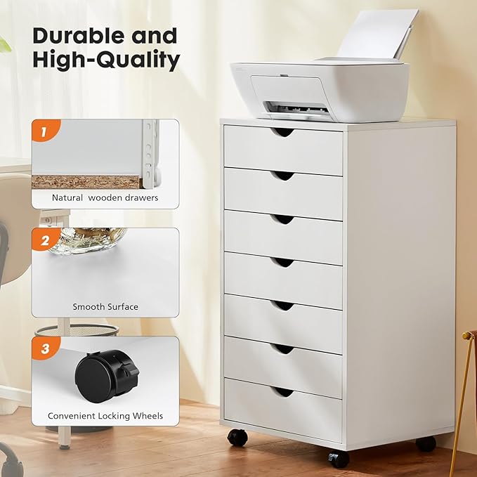 OLIXIS 7 Drawer Mobile File Cabinet Under Desk Storage Organization