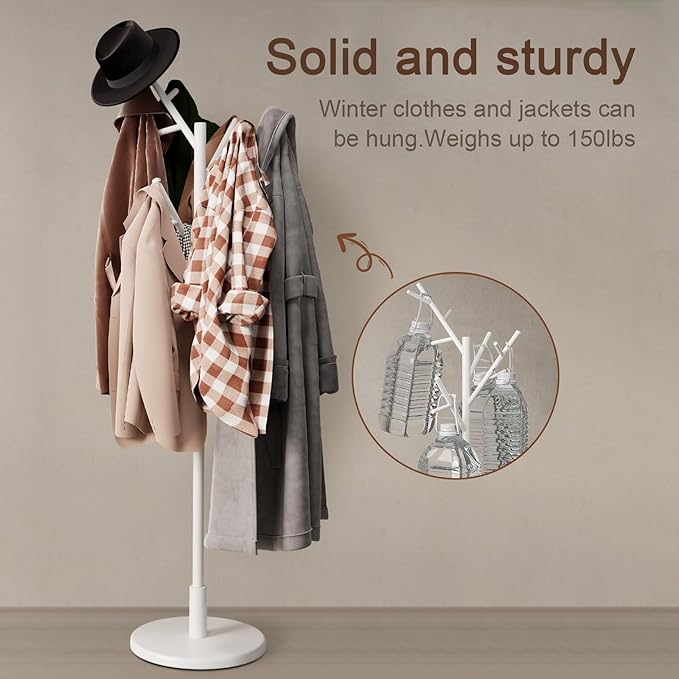 Muwuele Coat Rack, Solid Wood Coat Rack Freestanding