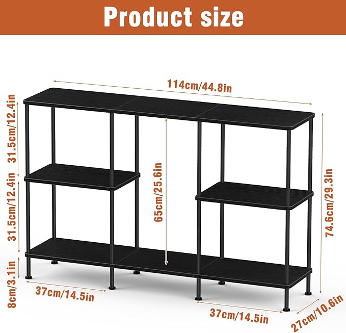 ETELI Tall Black TV Stand with Storage Small Entertainment Center