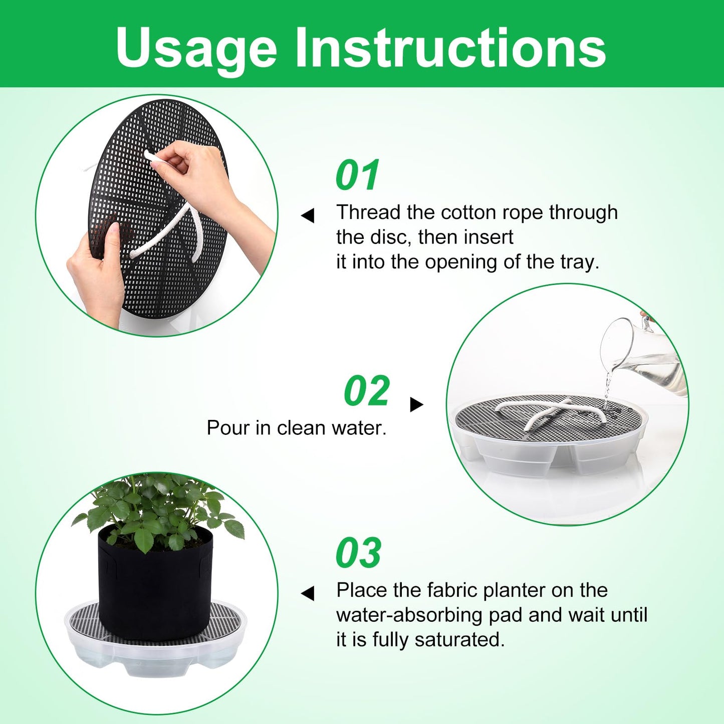 Yimomoyi 4 Pack Self-Watering Fabric Pot Base - Auto-Irrigation System Plant Saucer, Auto Watering Plant Water Tray Self Watering System for Indoor Greenhouse Grow Tent Garden