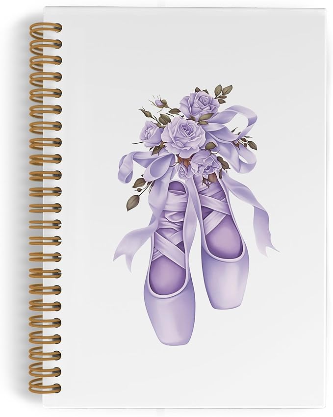 Purple Bow Ballet Dance Journal Notebook, Coquette Dancing Spiral Notebook, Ballet Dancer Teacher Gifts Notebooks for School Work, Ballerina Dance Office Supplies Gifts for Girls Women, 5.5x8.3