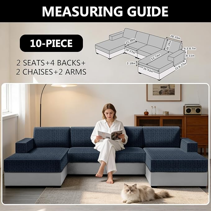 UNBBRRL 10 Pieces Stretch Sofa Cushion Covers