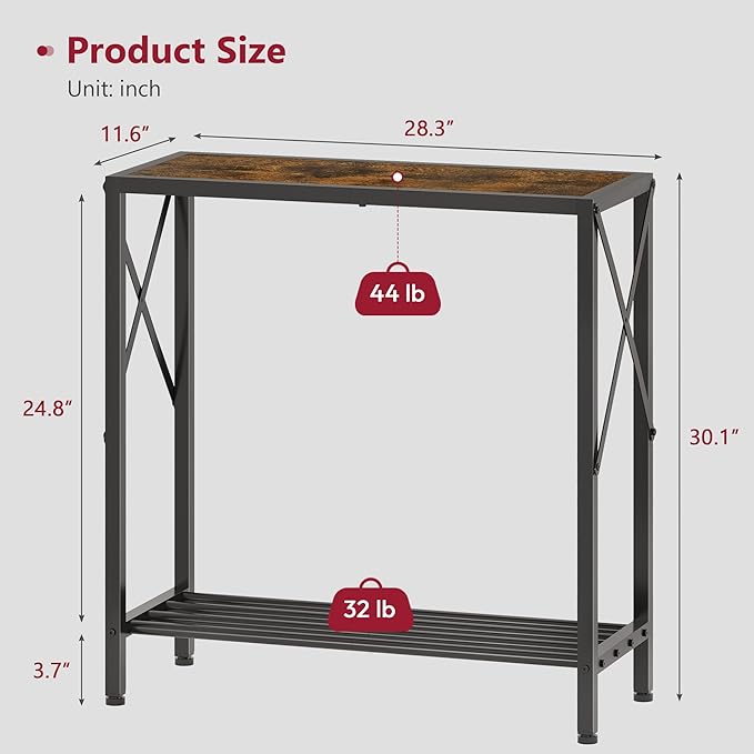 Tajsoon Console Table 28.3''L, 2 Tier Narrow Entryway Table
