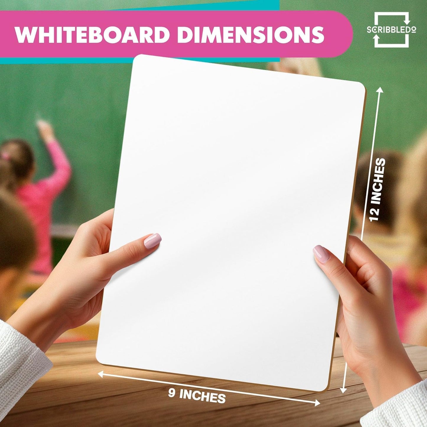 Scribbledo 24 Pack Small Dry Erase Boards for Students, Mini White Boards 9 x 12 Double Sided, Classroom Whiteboards for Kids, School, Teachers Student Lapboards with 24 Erasers