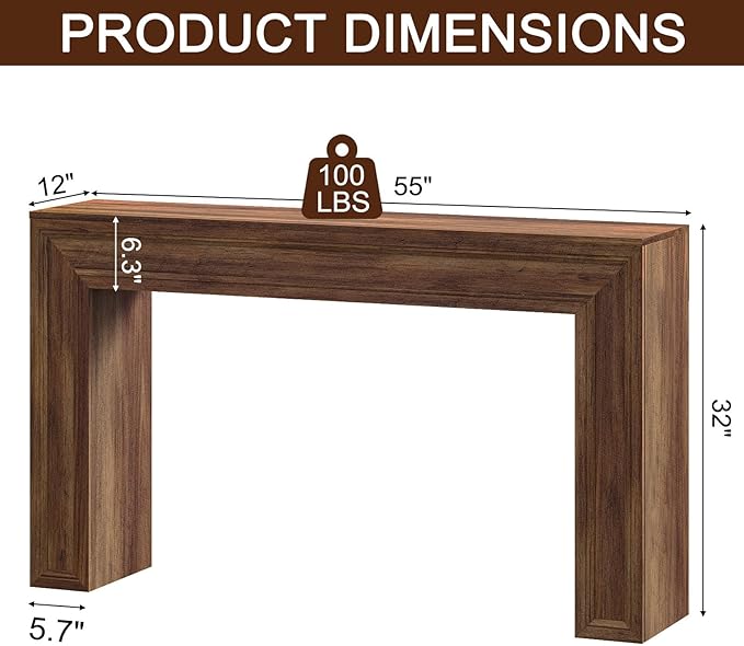 Rresyet 55 Inch Long Console Table, Sofa Table Behind Couch, Entryway Table