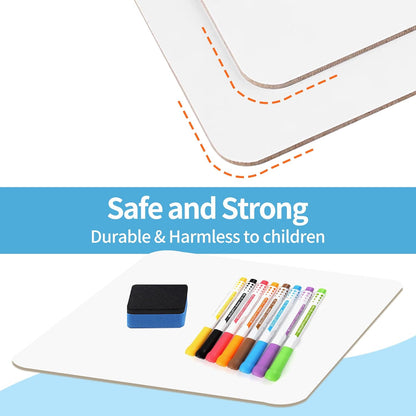 Small White Board Dry Erase 6 Pack Classroom Pack,9"x12"Double Sided Personal Mini Whiteboard for Students School,Portable White Boards Lapboards Including Dry Erase Erasers and Markers