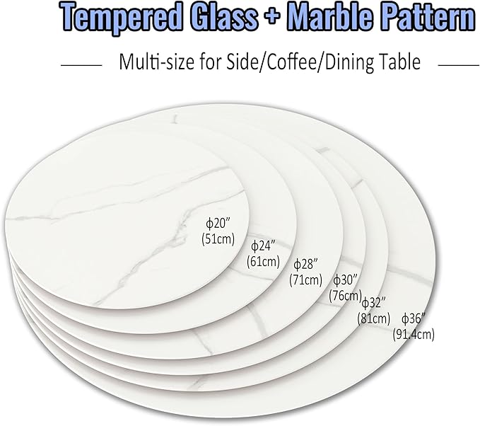 32 Inch Round Tempered Glass Coffee Table Top