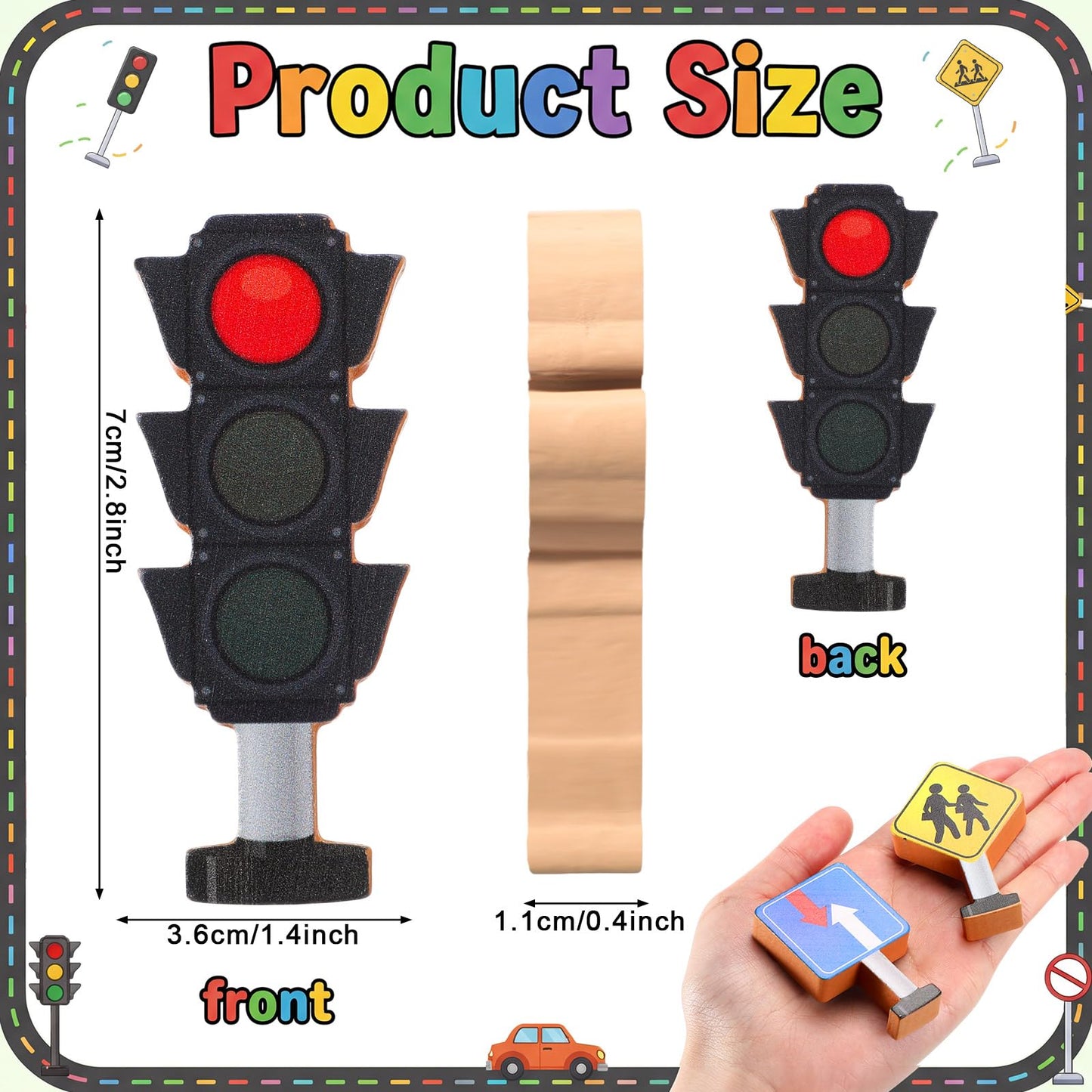 Blosssound Wooden Toys Set for Preschool Classroom - Multicultural Career People Blocks Educational Wooden Play for Kids Learning Toys Play Games Activity Supplies(32 Pcs,Traffic Signals)