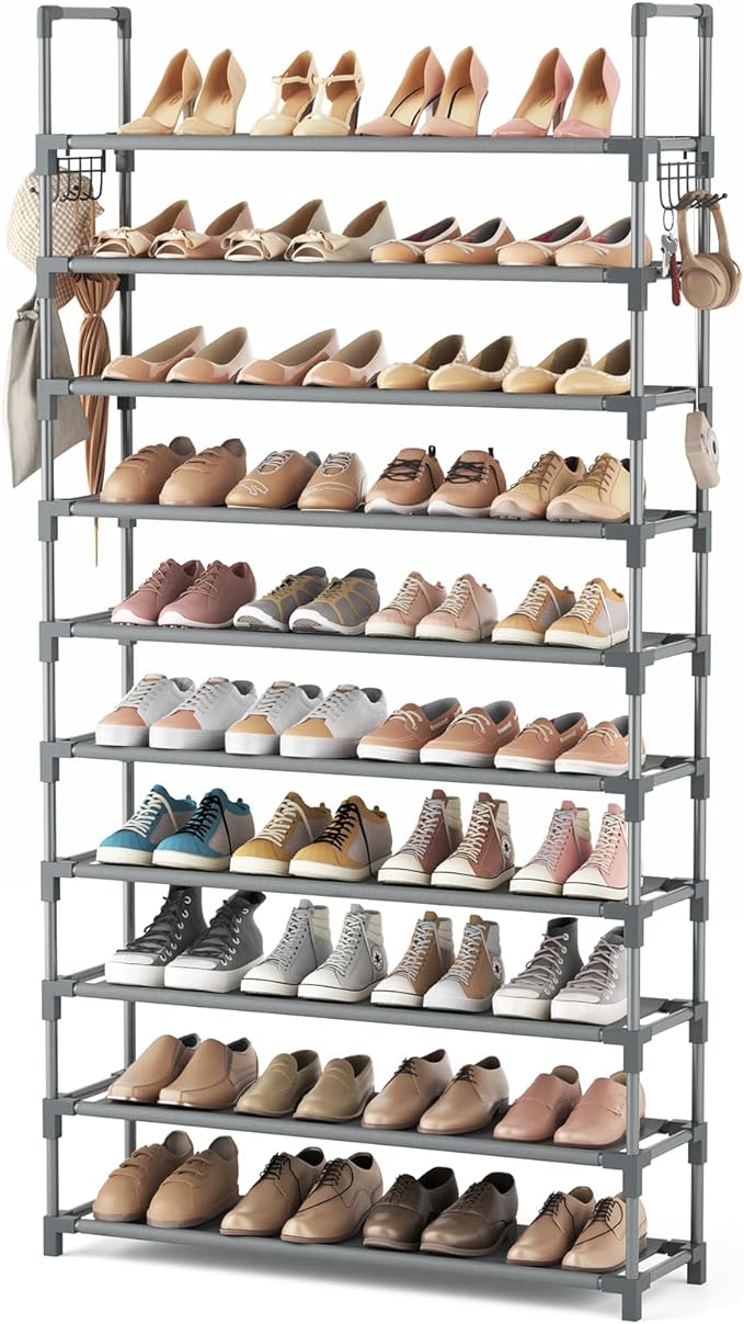 VTRIN 10 Tiers Shoe Rack Tall Large Capacity Wide Shoe Organizer Sturdy Shoe