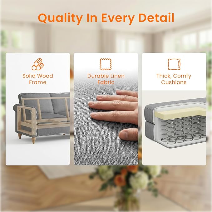 Living Room Sofa Sets 2 Piece, Modern 3 Seater Sofa and Loveseat Couch Sets