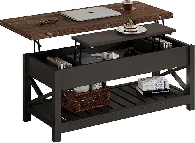 ChooChoo Coffee Table Lift Top, Coffee Table Converts to Dining Table
