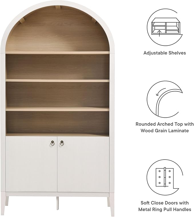 Modway Nolan Tall Arched Storage Display Cabinet in Ivory