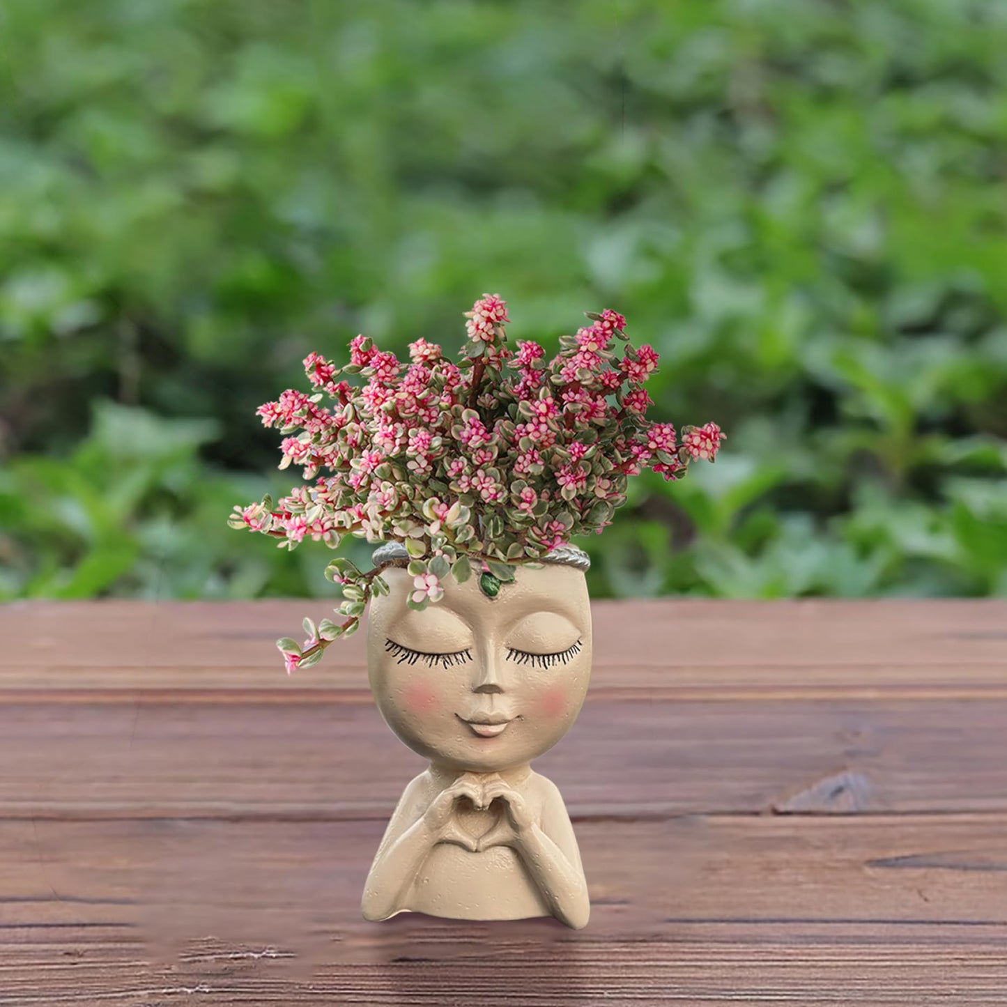 Lamppdcor Face,Face Planter Resin Cute 3.2x2.8x4.9in Head Planter Decorative Unique Plant Pots Succulent Flower Face Pots Head for Balcony Garden Yard
