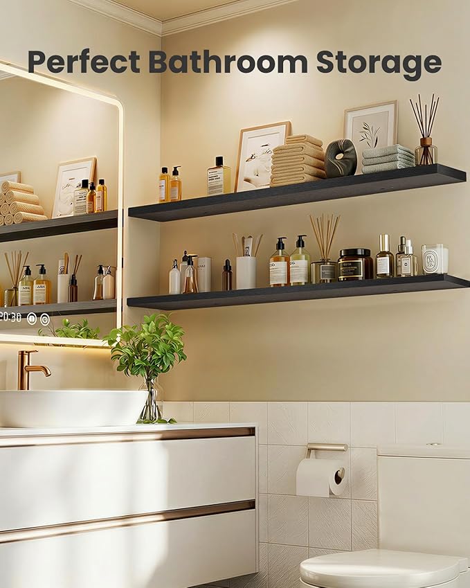 AMADA HOMEFURNISHING 47.2" L Floating Shelves, Wall Shelves Set of 3
