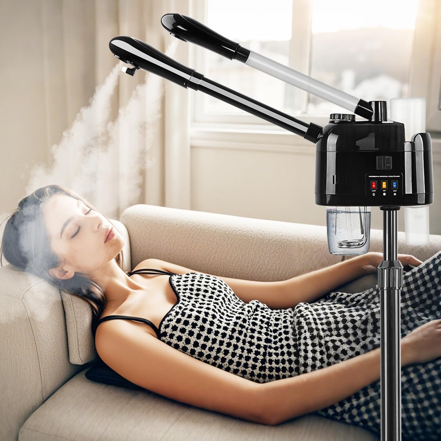 Professional Facial Steamer for Deep Hydration,2in1 Ozone Face Steamer with 5X Magnifying Lamp,Suitable for Home Use or Beauty Spa Deep Cleansing and Hydration