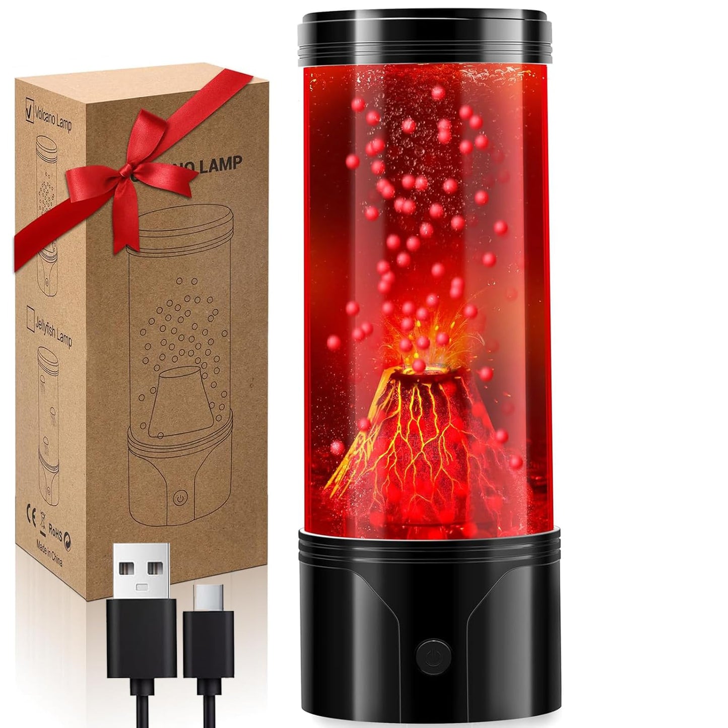 Volcano Lamp Science Kit, STEM Volcano Eruption Educational Kids Night Light USB/Battery Power, Christmas Gifts for Kids Adults,Leak-Proof Relaxing Sensory Light for Home Bedroom Decor (Gift Ready)