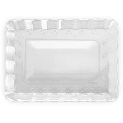 Plasticpro Plastic Serving Trays - Serving Platters Rectangle 9X13 Disposable Party Dish Includes 4 Trays