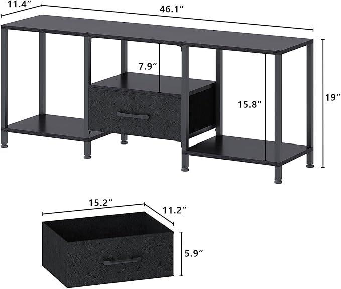 JARHETUN TV Stand with LED Lights, Entertainment Center with Open Shelves and