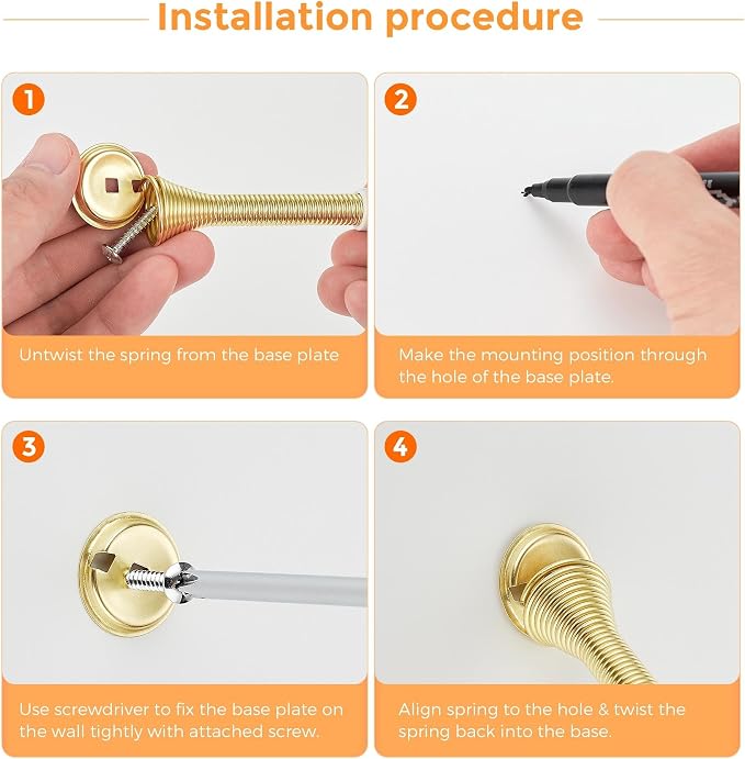 Ravinte Door Stoppers, 30 Pack Gold Spring Door Stops with Rubber Bumper, Door Stoppers for Bottom of Door
