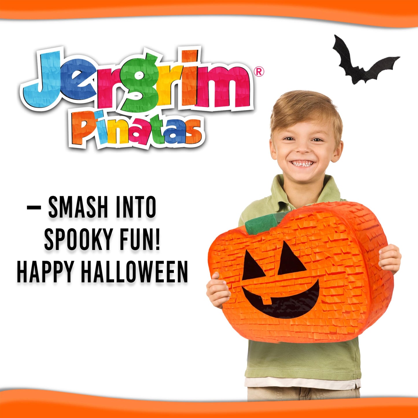 Jergrim Halloween Pumpkin Piñata 4-piece set 16"x11" Perfect for Halloween Party Decorations, Photo Prop, Jack-O'-Lanthern, October Birthday, Funny, Scary and Spooky, Fits candy/favors