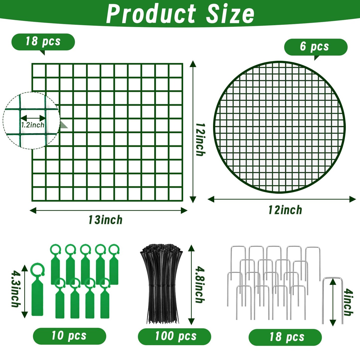 Convivium Plant Protectors from Animals 6 Packs, 13 x 12 in Metal Chicken Wire Cloche Plant Cages for Outdoor Plants, Garden Fencing Animal Barrier with Detachable Dome Lid, Stakes & Zip Ties