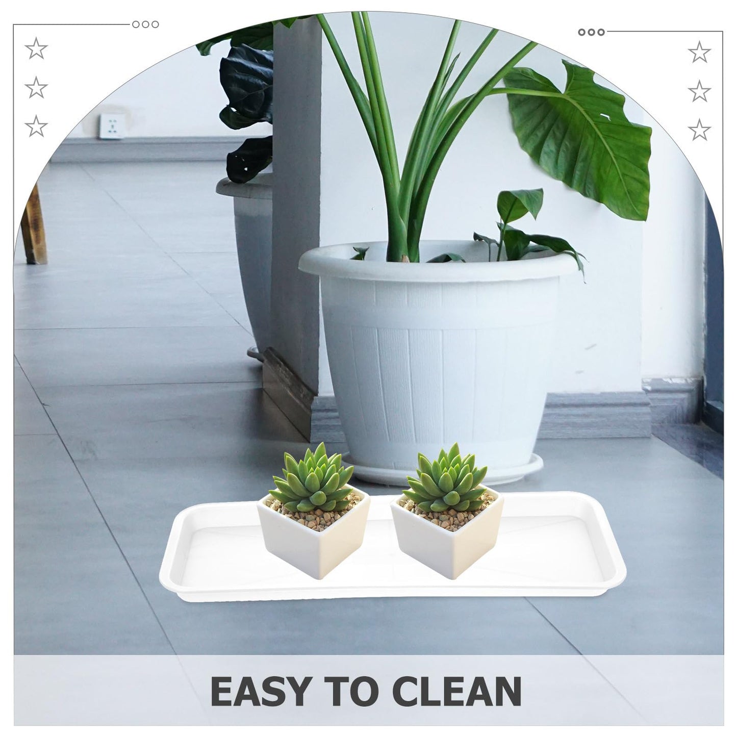 Yardwe 10Pcs Rectangular Plant Tray, Plastic Flower Pot Saucer, Reusable Bonsai Pot Tray, Ideal for Indoor and Outdoor Plants, Prevents Overwatering, Easy to Clean, 15.66 X 5.90 Inch, White