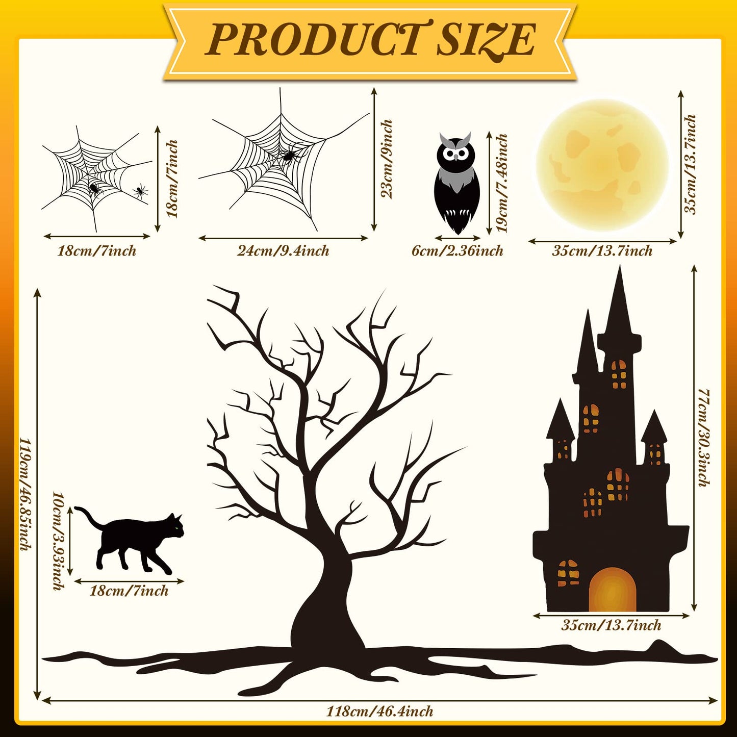 4 Sheet Halloween Window Decals Clings Decor Window Stickers Double Side Clings Decals for Party Decoration with Bat, Witch, Spider, Pumpkin for Halloween Spooky Holiday Fall Party Home Decor