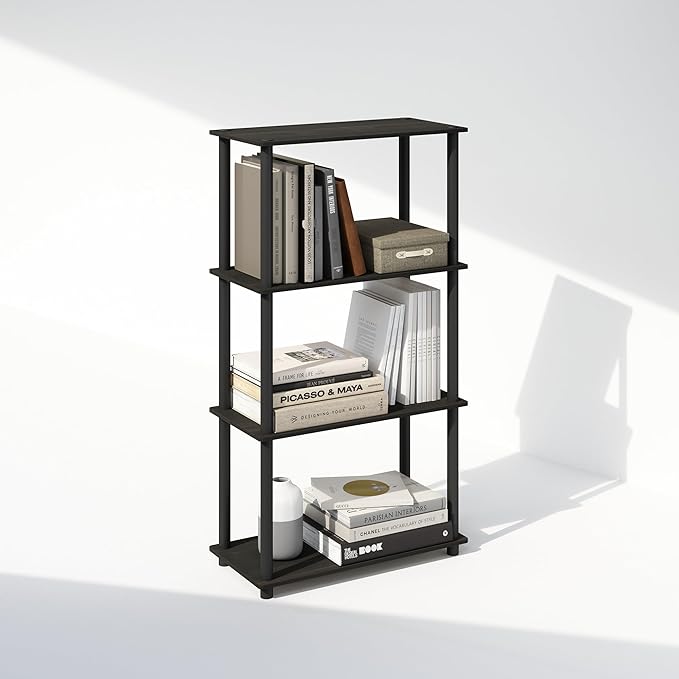 Furinno Turn-N-Tube Book Shelf, 4-Tier Bookshelf, Bookcase