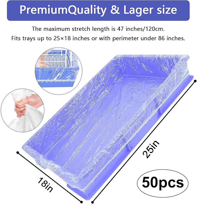 100 pcs Disposable Cage Liners, Clear Plastic Rabbit Cage Liner Bag, Universal Toilet Film for Bunny, Hamster, Totoro, Hedgehog, Guinea Pig and Small Animals (100pcs, 47in)