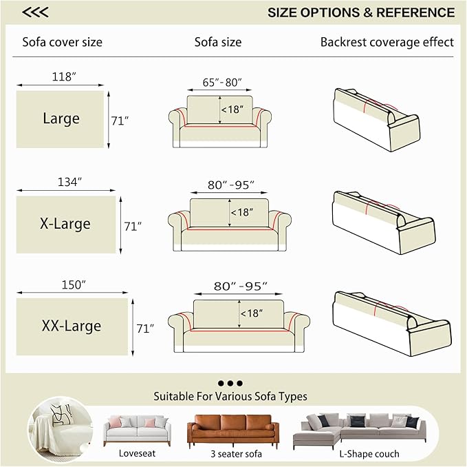 DREAMINGO Modern Minimalism Cream White Couch Cover Sectional Sofa Covers
