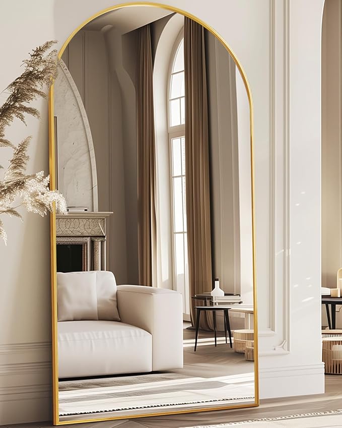 Antok 81" x41” Arched Full Length Floor Mirror, Free Standing/Wall Mount/Leaning