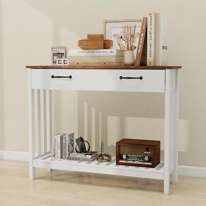 TaoHFE Farmhouse Narrow Console Table Modern Wooden, Living Room Tables Narrow