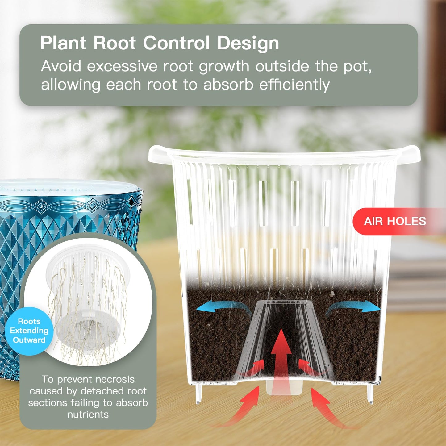 QCQHDU 2 Pack Self Watering Pots, 5.7 Inch Flower Pots with Drainage Holes and Water Filling Port, Plastic Garden Planter for Indoor Outdoor Plants (Klein Blue)