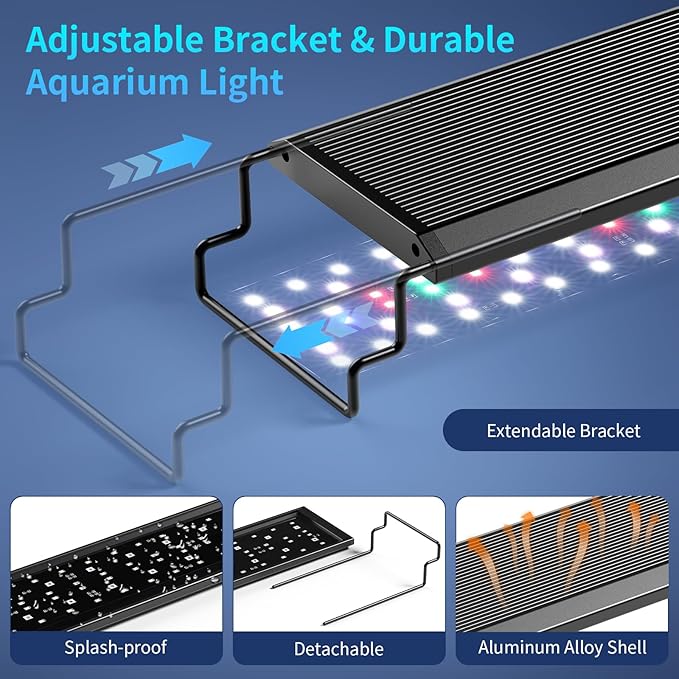 hygger Aquarium Light, 40W Full Spectrum Fish Tank LED Light, 24/7 Remote Control Adjustable Timer, Brightness and Color, Extendable Bracket, Power-Off Memory Plant Growth Lamp, Fits 30-36 Inch Tank
