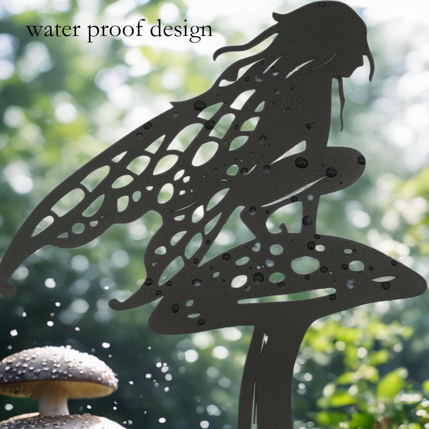 AJHXZMFC Decorative Garden Stakes， Fairy Garden Stakes, Butterfly Fairy Stakes for Weather Resistant Black Metal Outdoor Decorative Art for Women Gift (Matte Black, 6P-A)