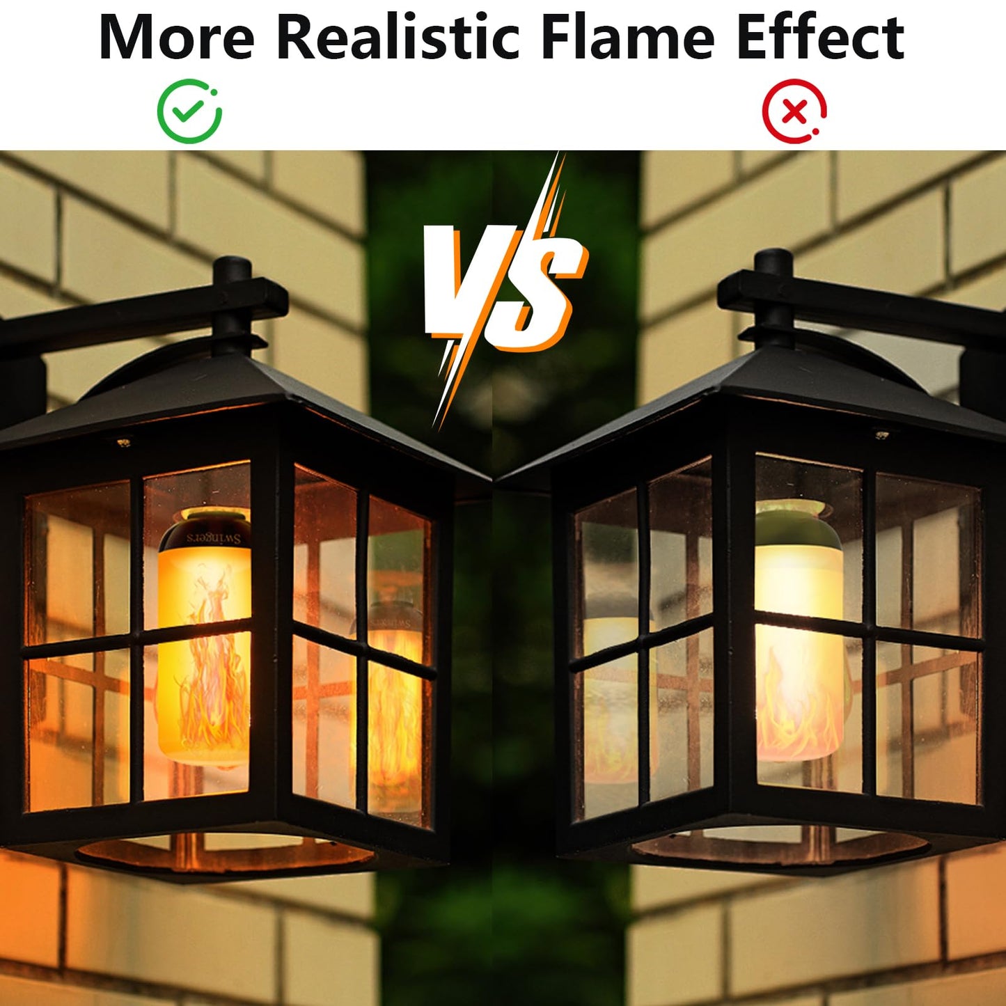Swingers Upgraded LED Flame Light Bulbs,3 Modes Flickering Light Bulbs,E26 Base Fire Flame Bulb for Christmas Decorations Outdoor, Halloween Lights Patio Indoor Home Decor (Yellow, 2 Pack)