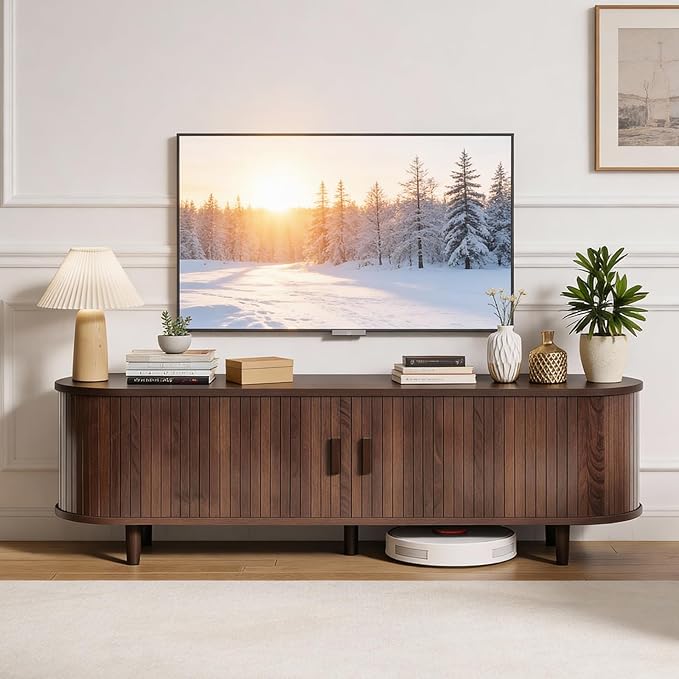 58" Mid Century Modern TV Stand, Wood TV Consoles