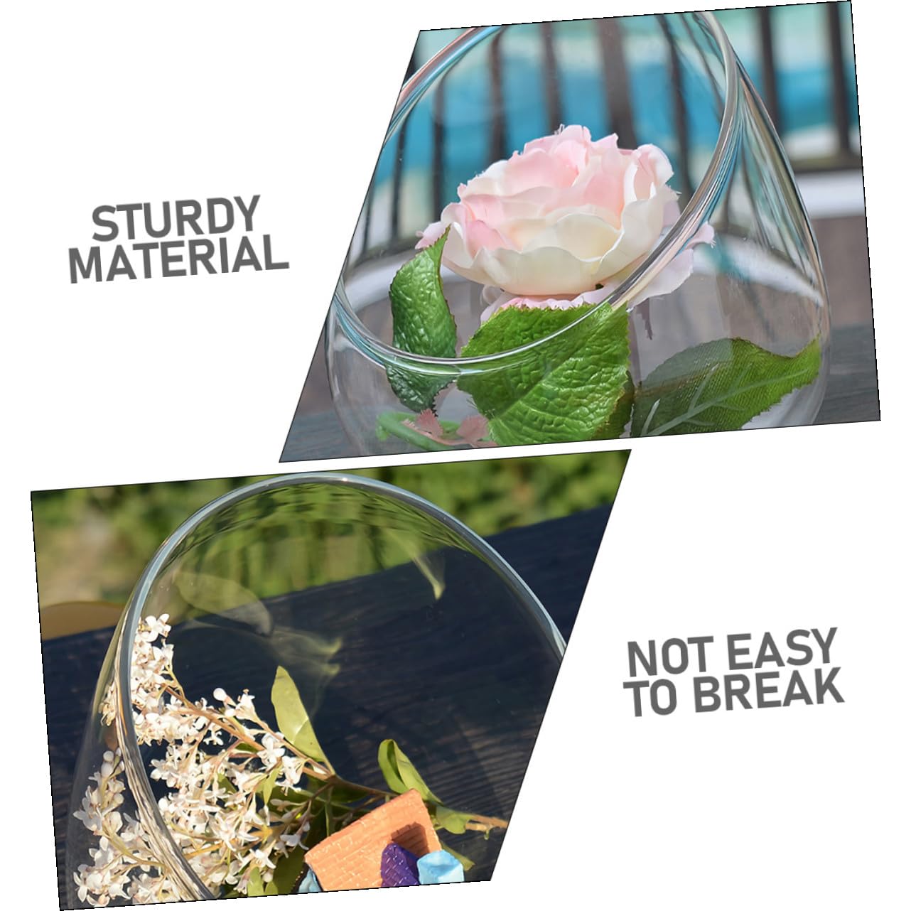 Yardwe Slant Cut Glass Bottle Terrarium 3pcs Set, Micro Landscape Glass Plant Container for Succulent Display and Ecological Desktop Decoration